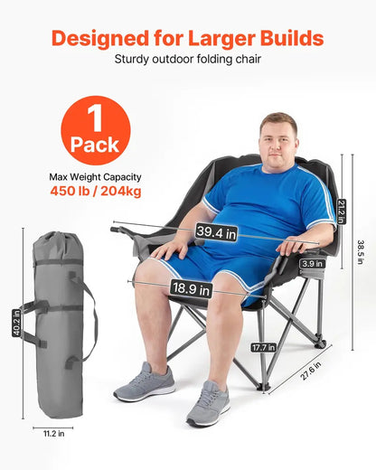 Oversized Folding Camp Chair，450lbs Support, Padded & Portable
