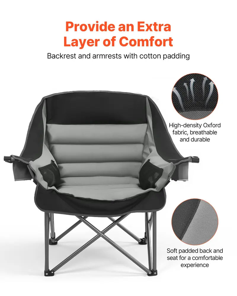 Oversized Folding Camp Chair，450lbs Support, Padded & Portable