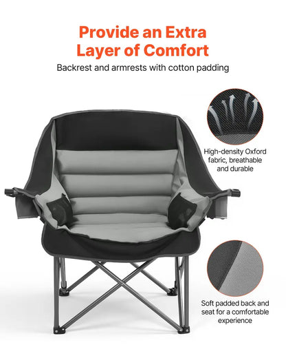 Oversized Folding Camp Chair，450lbs Support, Padded & Portable