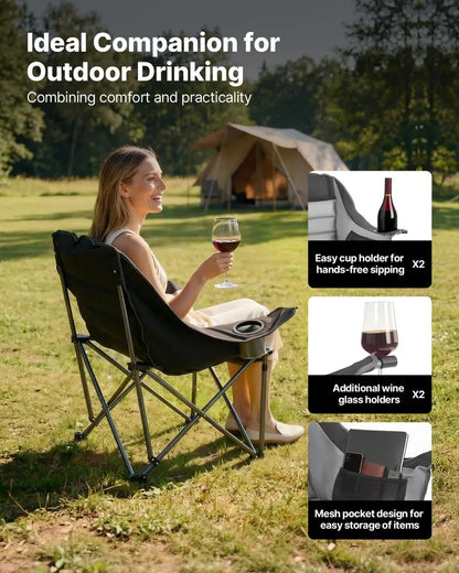 Oversized Folding Camp Chair，450lbs Support, Padded & Portable