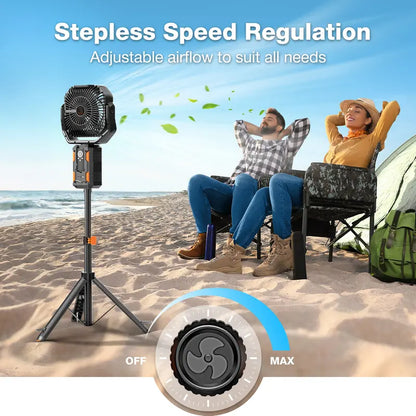 30000mAh Camping Fan, LED Light, Remote Control, Portable