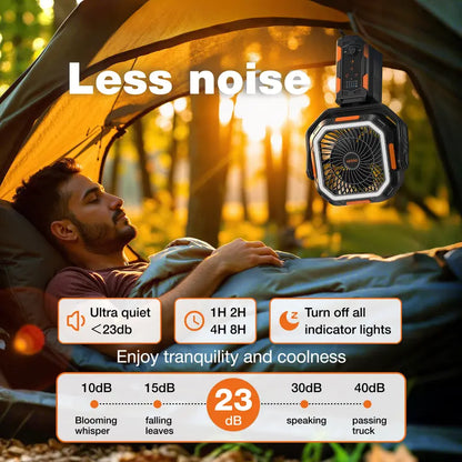 30000mAh Camping Fan, LED Light, Remote Control, Portable